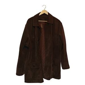 Vintage Coach Brown Suede Leather Car Coat Jacket Made in Korea